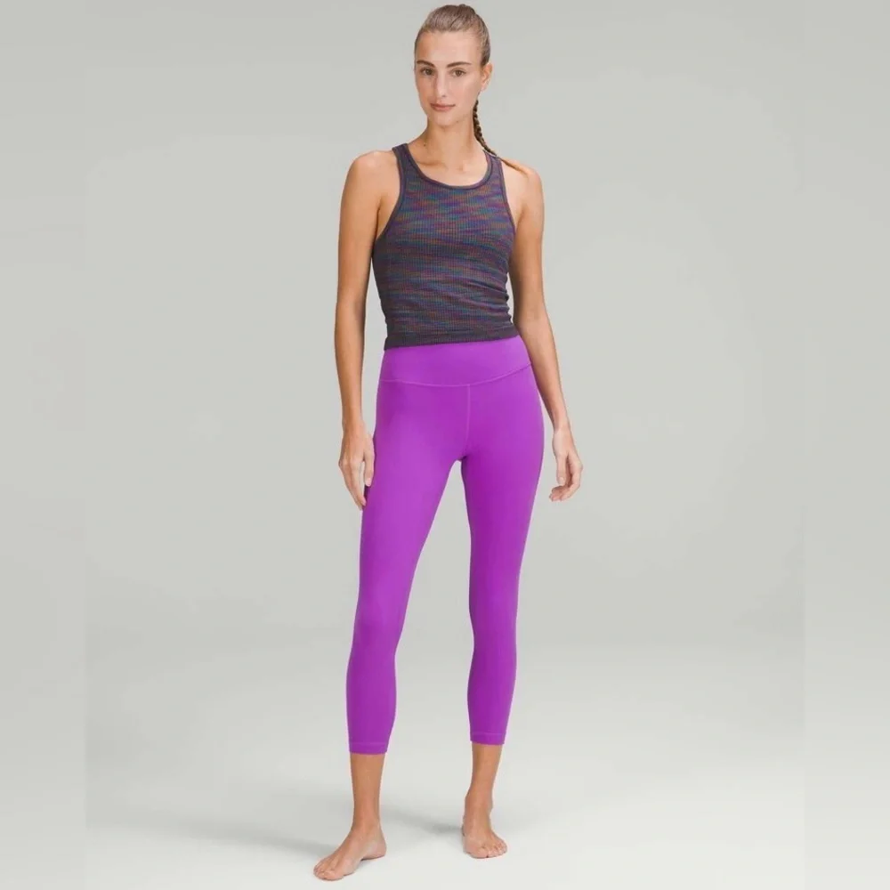 Lululemon Ebb to Street Racerback Multicolour Crop Tank Top in Rainbow Multi